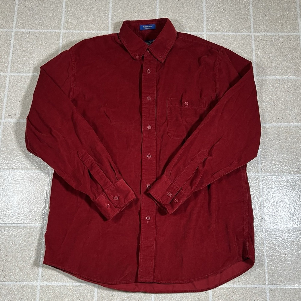 Pendleton Wayne Shirt Mens L Red Corduroy Outdoor Workwear Western Button Up